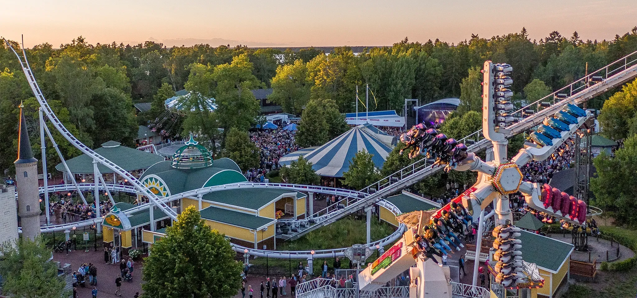 Furuvik amusement park on a busy summer evening.